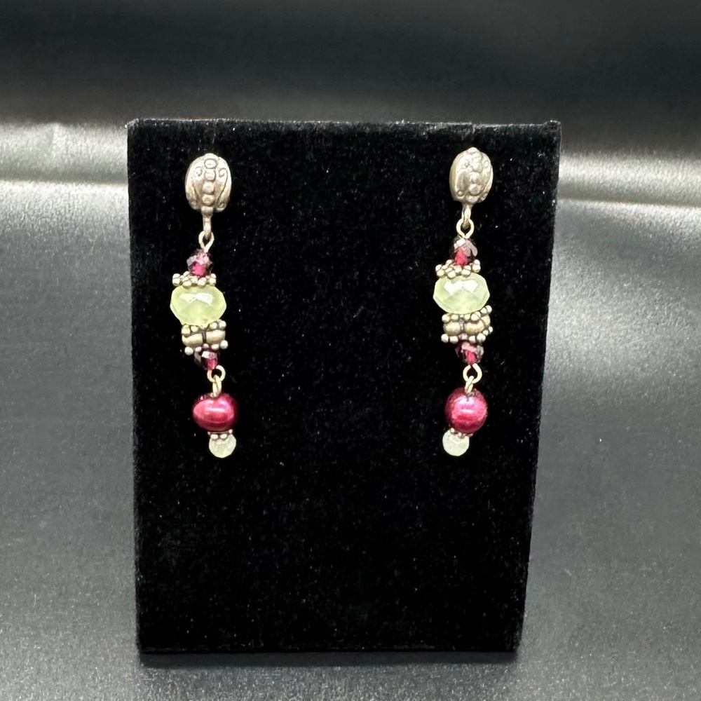 Pink and Green Dangle Earrings